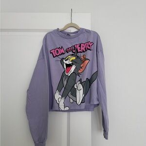 Zara girls long sleeve boxy crop graphic Tom & Jerry shirt top size 13 14 years